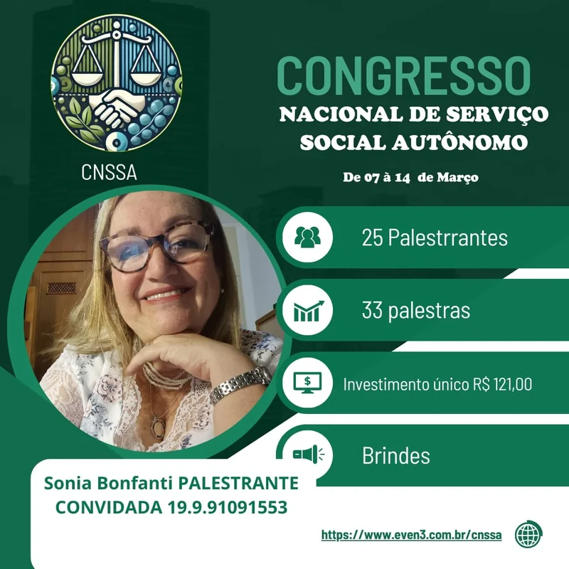 Palestrante convidada no Congresso Nacional de Serviço Social Autônomo